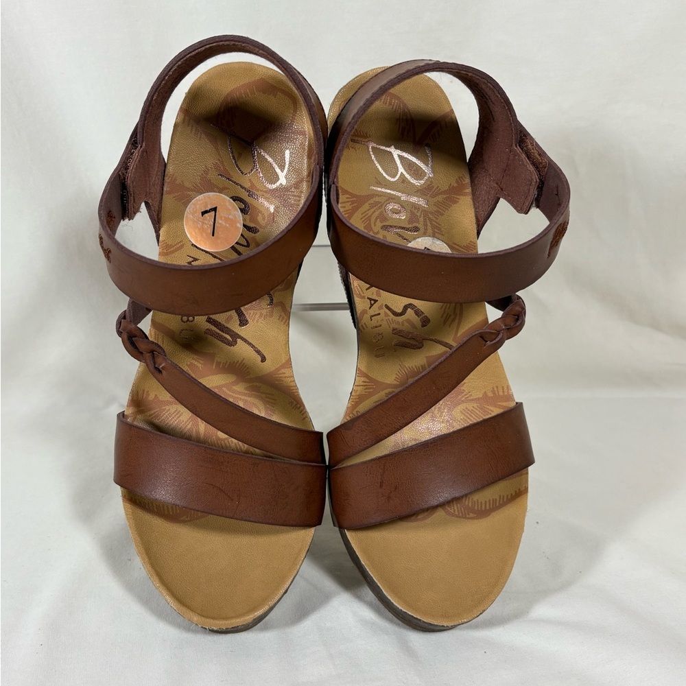 Blowfish Malibu Hazard Braid Brown Cork Wedge Platform Sandals Women's 7 - Picture 4 of 10